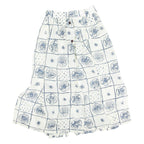 Button Down Womens A-Line Skirt White Knee Length Floral M