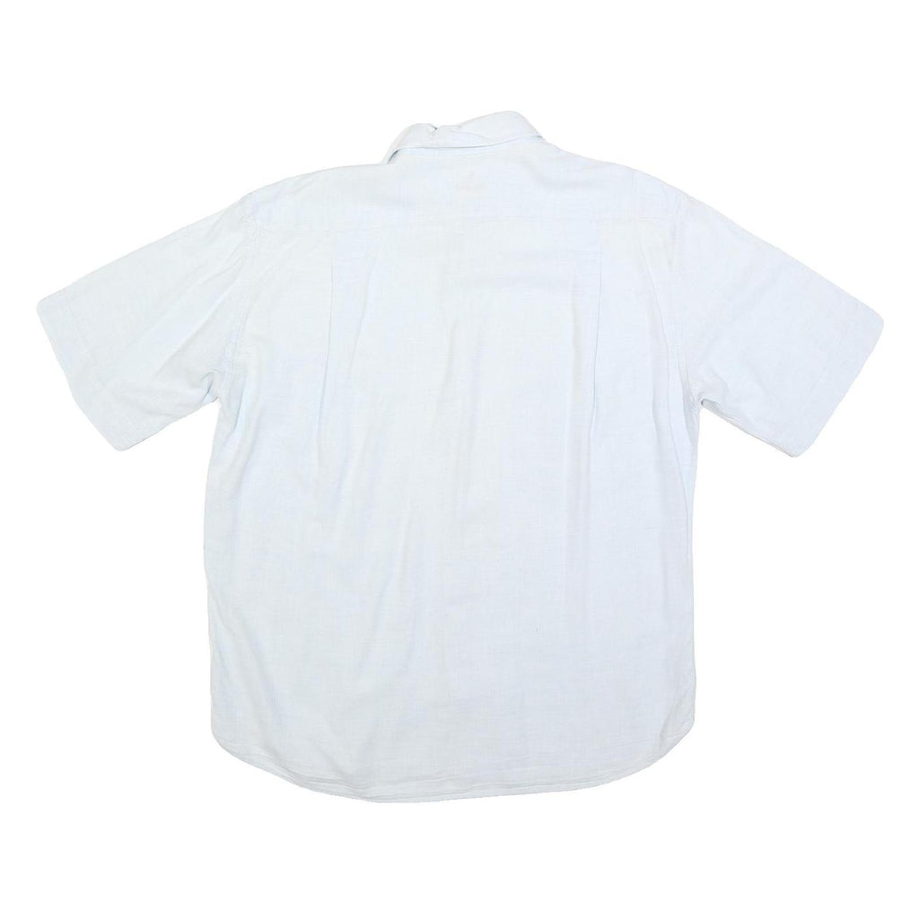 VAN JAACK Mens White & Cream Cotton Blend Shirt L Button Casual Plain Summer