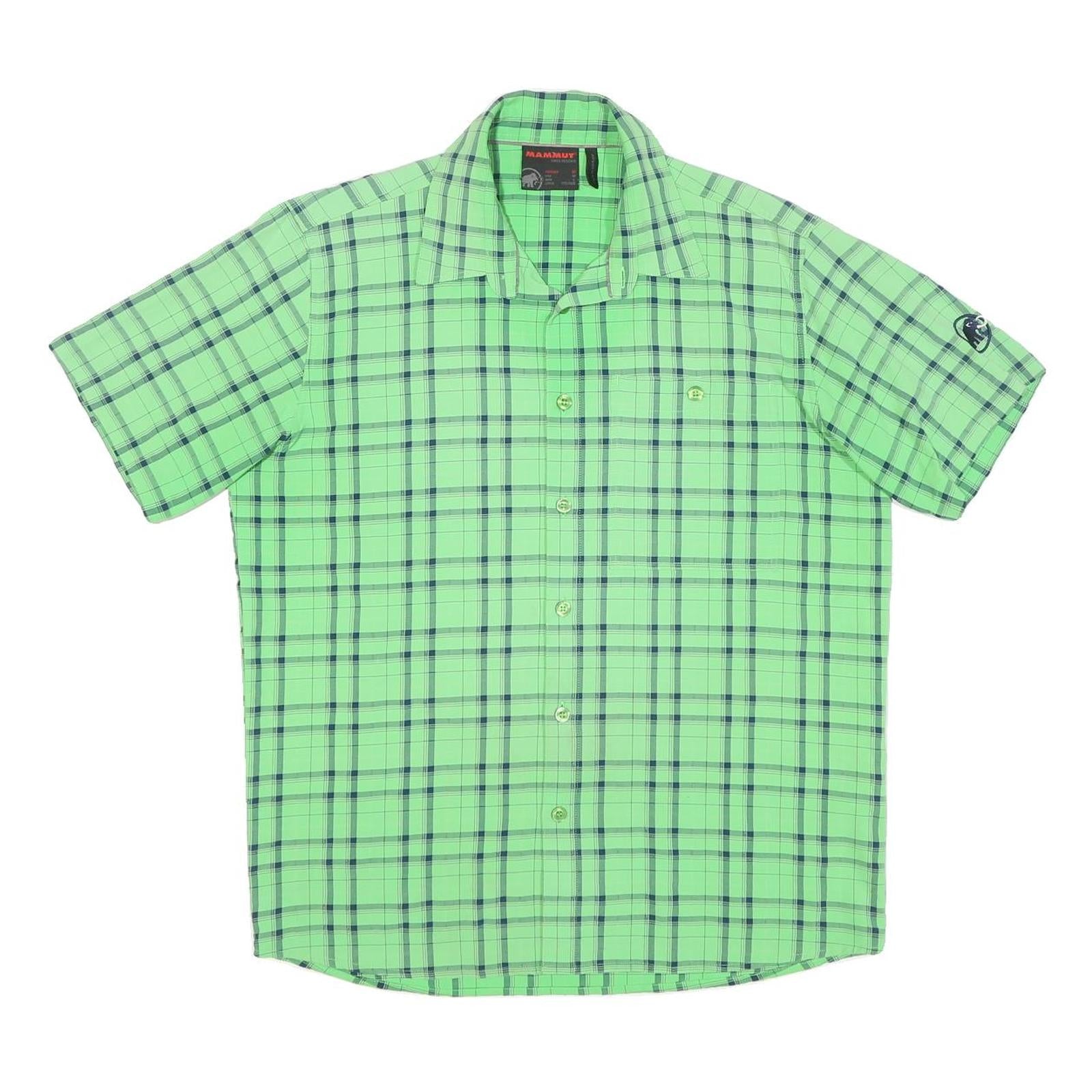 MAMMUT Mens Green Check Shirt M Lightweight Cotton Blend Outdoor Casual