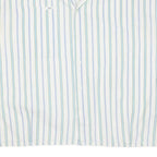 Womens White Blue Green Striped Oversized Shirt L Cotton Blend Casual Summer
