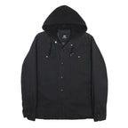 DICKIES Mens Black Jacket M Cotton Plain Zip Hooded Casual