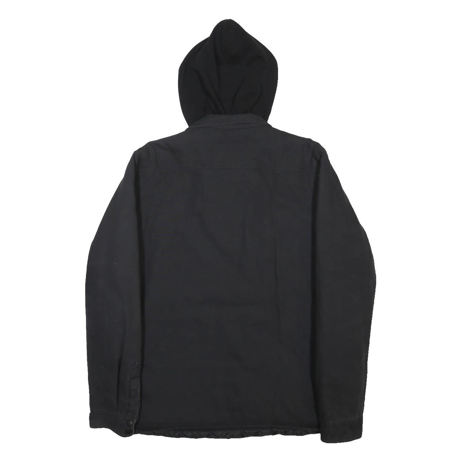 DICKIES Mens Black Jacket M Cotton Plain Zip Hooded Casual
