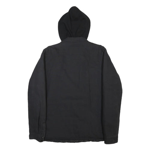 DICKIES Mens Black Jacket M Cotton Plain Zip Hooded Casual