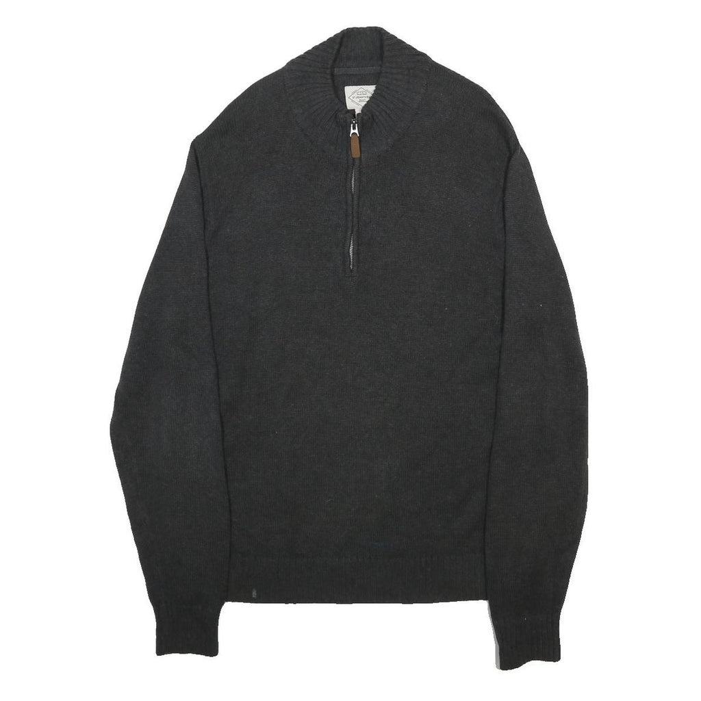 ST. JOHNS'S BAY Mens Black Plain Cotton Pullover Crew Neck Jumper L Warm Casual