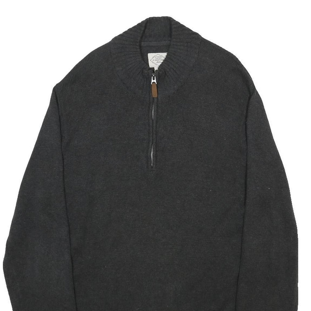 ST. JOHNS'S BAY Mens Black Plain Cotton Pullover Crew Neck Jumper L Warm Casual