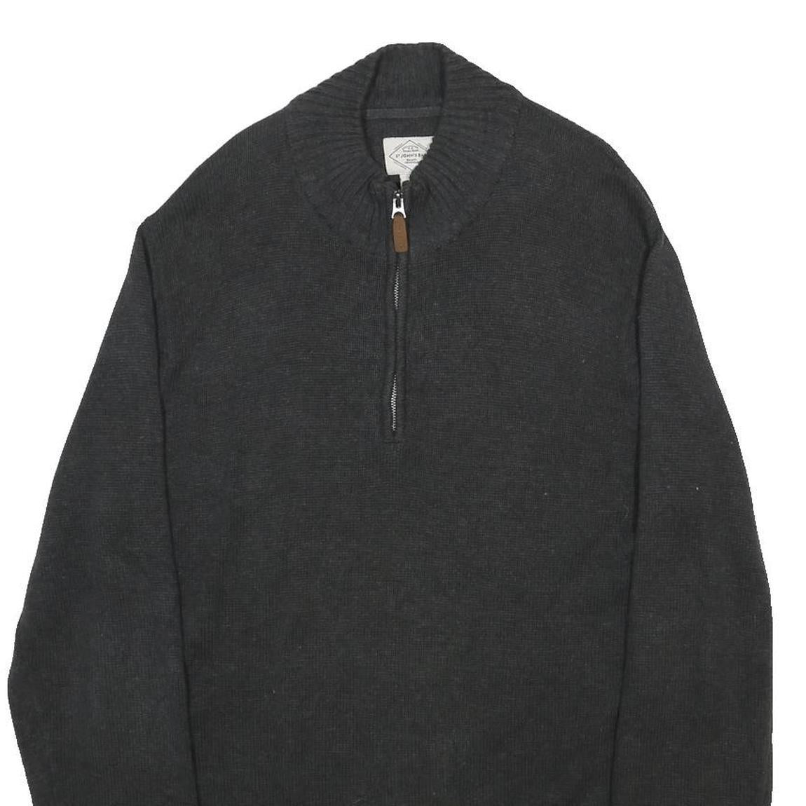 ST. JOHNS'S BAY Mens Black Plain Cotton Pullover Crew Neck Jumper L Warm Casual