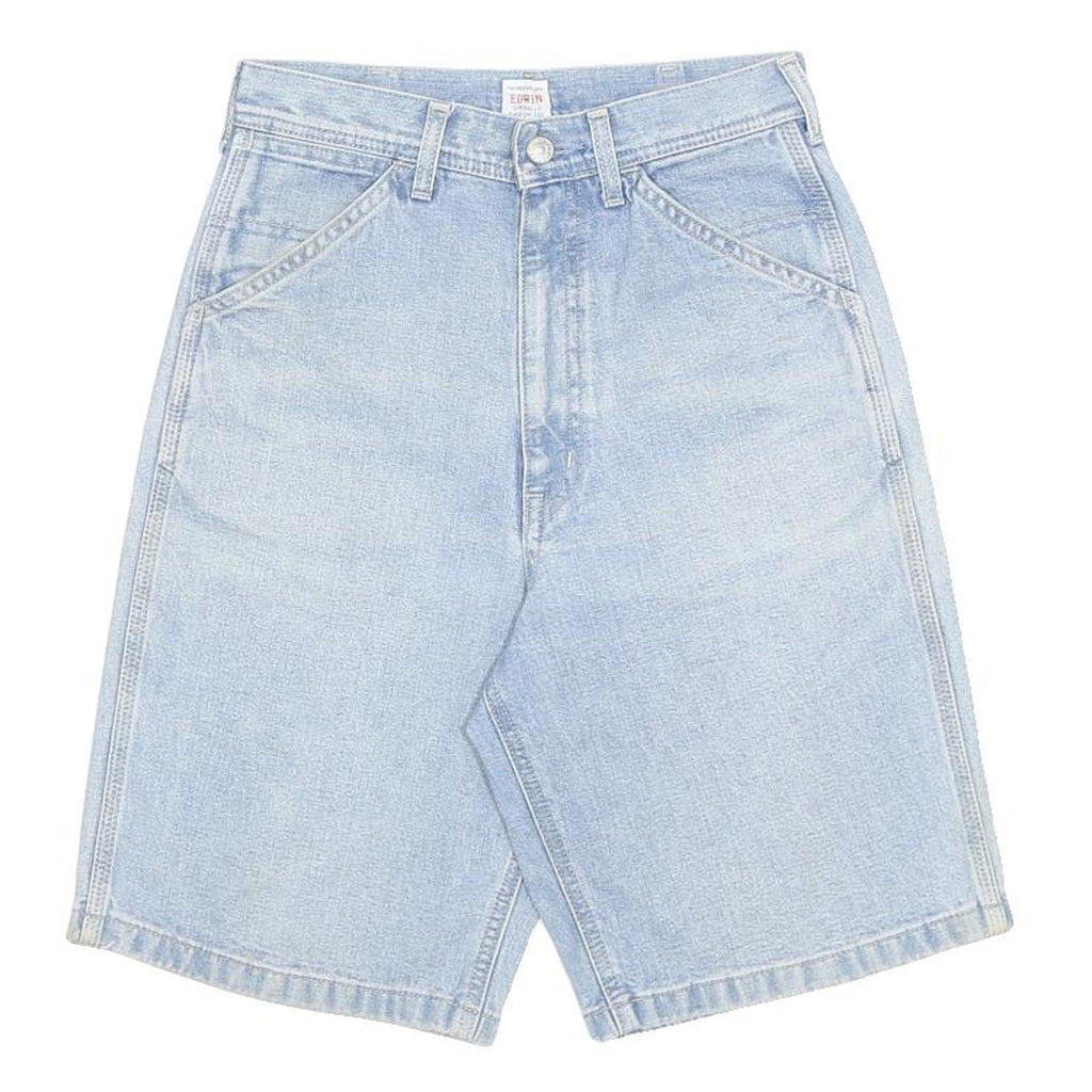 EDWIN Womens Denim Shorts Blue S W27 Casual Cotton Light Wash