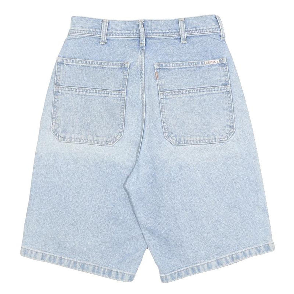 EDWIN Womens Denim Shorts Blue S W27 Casual Cotton Light Wash