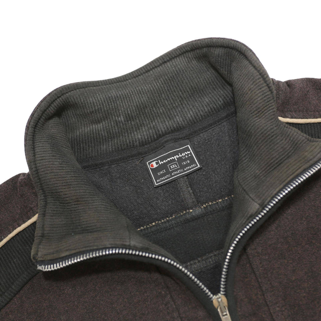 CHAMPION Mens Black & Brown Cotton Blend Half Zip 2XL Sweatshirt Casual