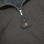 CHAMPION Mens Black & Brown Cotton Blend Half Zip 2XL Sweatshirt Casual