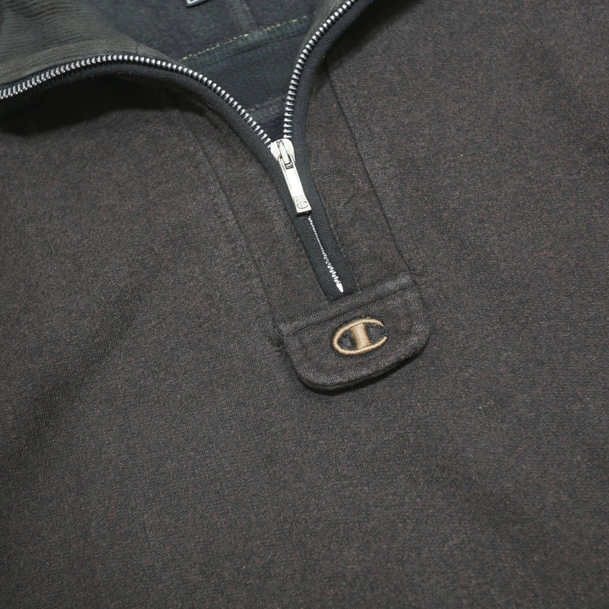 CHAMPION Mens Black & Brown Cotton Blend Half Zip 2XL Sweatshirt Casual