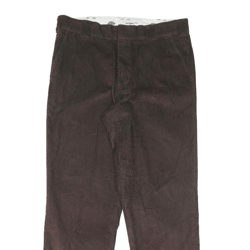 DICKIES Mens Cotton Blend Brown Regular Fit Straight Leg Trousers W36 L32