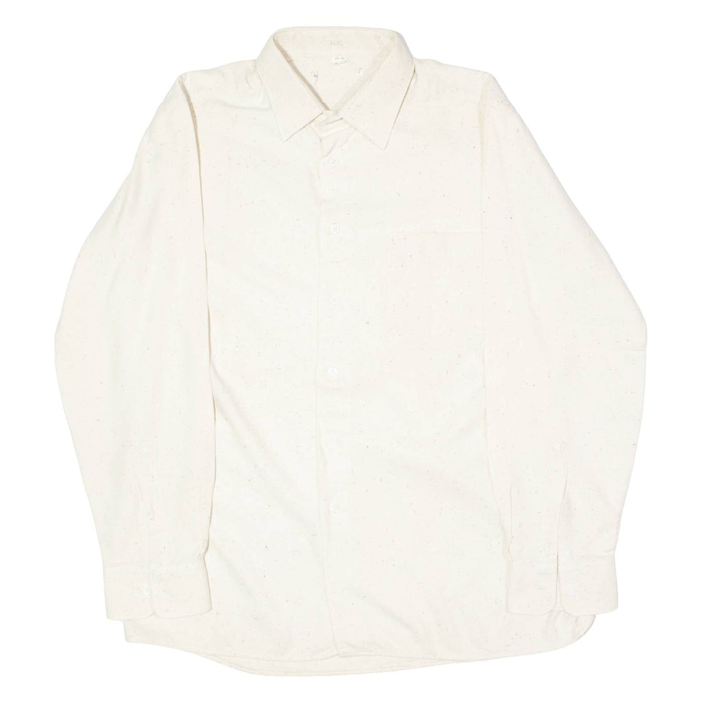 Textured Mens Plain Shirt Beige Long Sleeve L