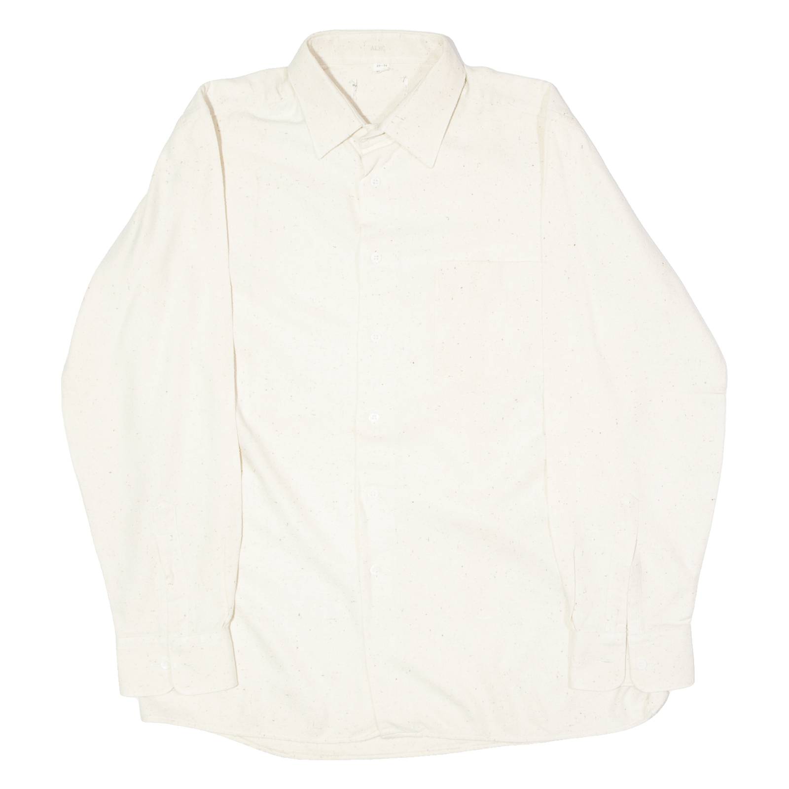 Textured Mens Plain Shirt Beige Long Sleeve L