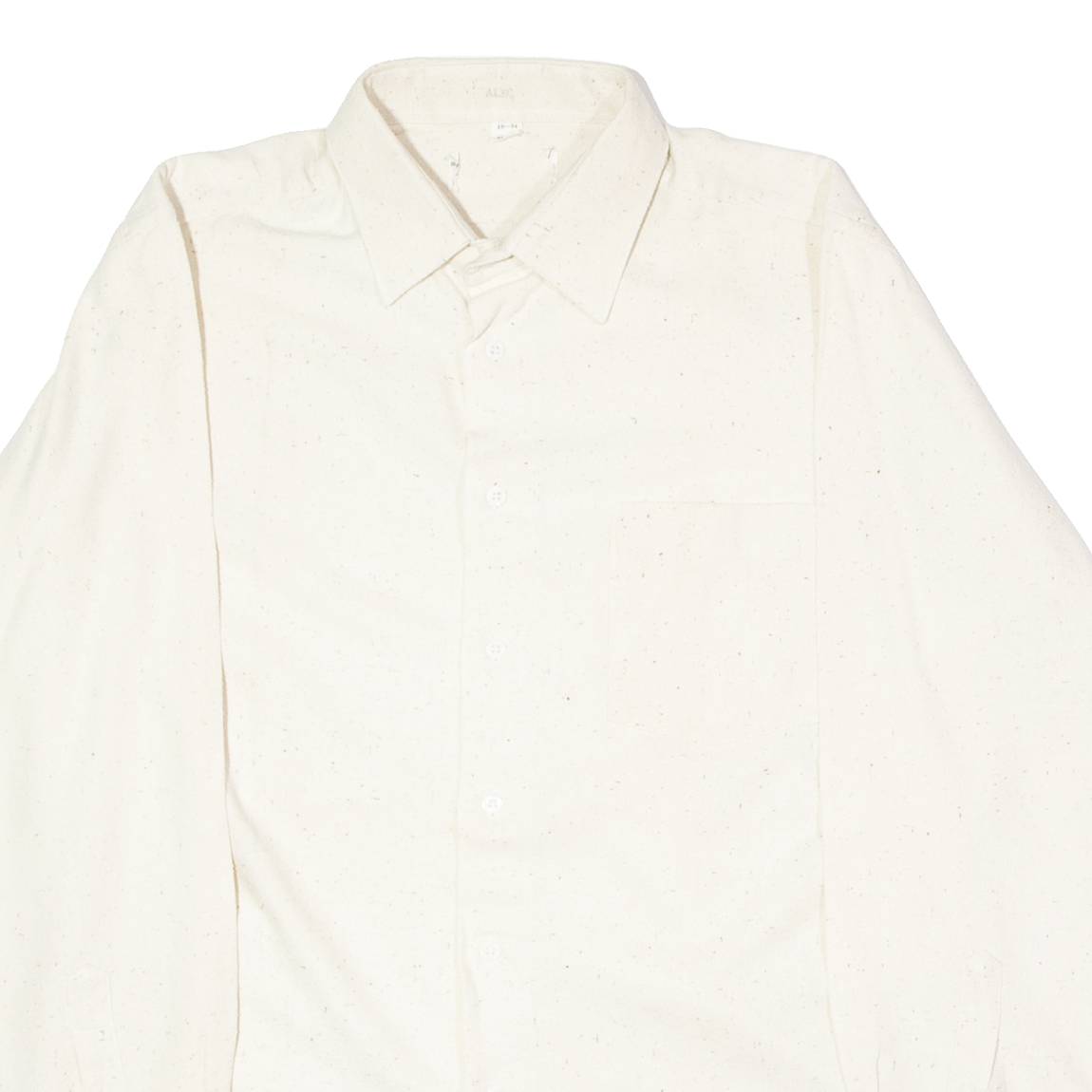 Textured Mens Plain Shirt Beige Long Sleeve L
