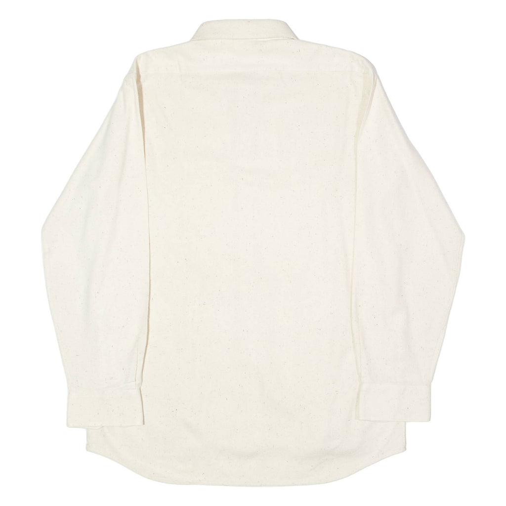Textured Mens Plain Shirt Beige Long Sleeve L