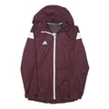 ADIDAS Mens Maroon & White Sports Zip Jacket M Polyester Blend Hooded
