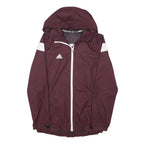 ADIDAS Mens Maroon & White Sports Zip Jacket M Polyester Blend Hooded