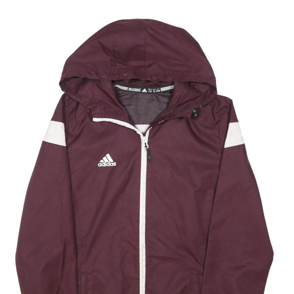 ADIDAS Mens Maroon & White Sports Zip Jacket M Polyester Blend Hooded