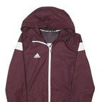 ADIDAS Mens Maroon & White Sports Zip Jacket M Polyester Blend Hooded