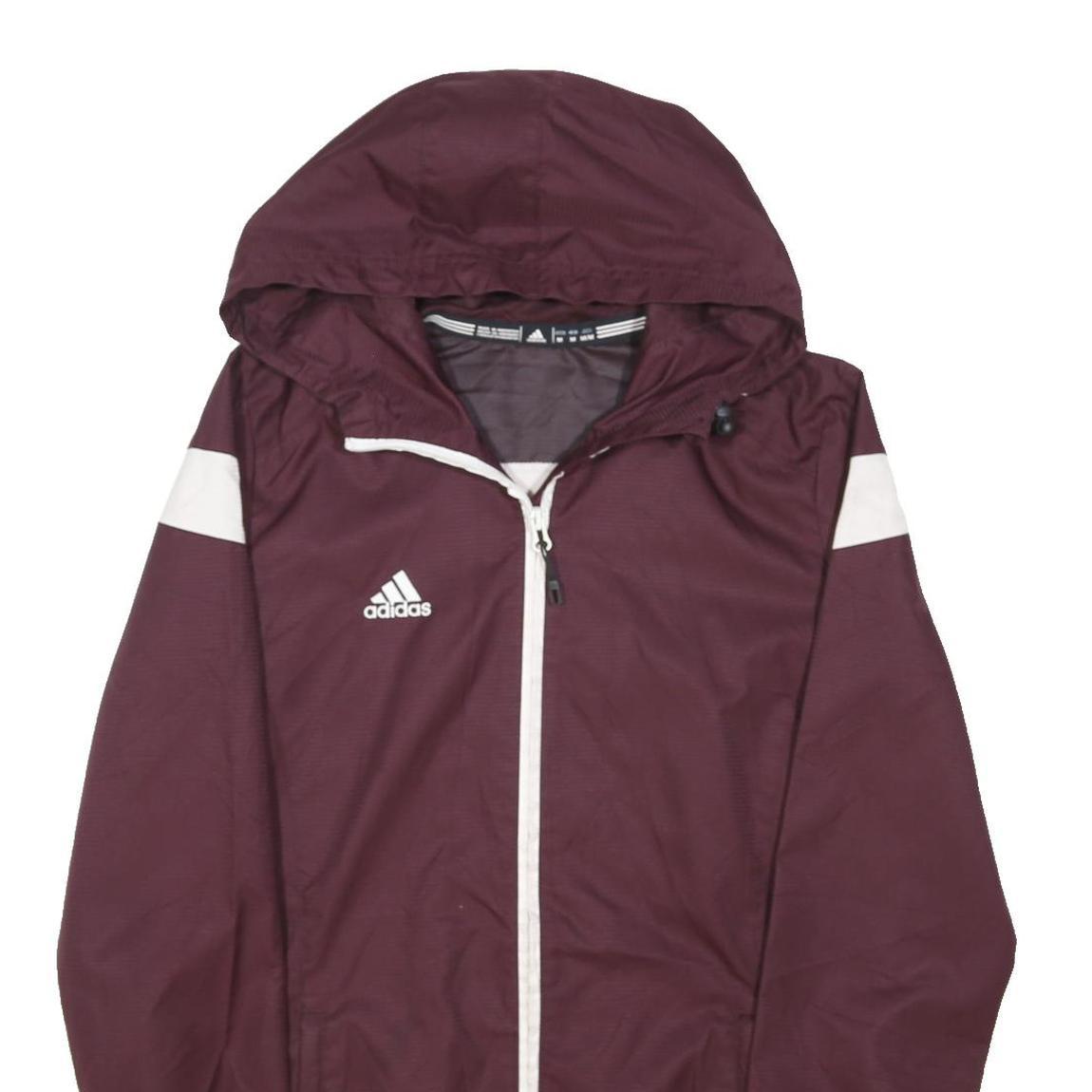 ADIDAS Mens Maroon & White Sports Zip Jacket M Polyester Blend Hooded