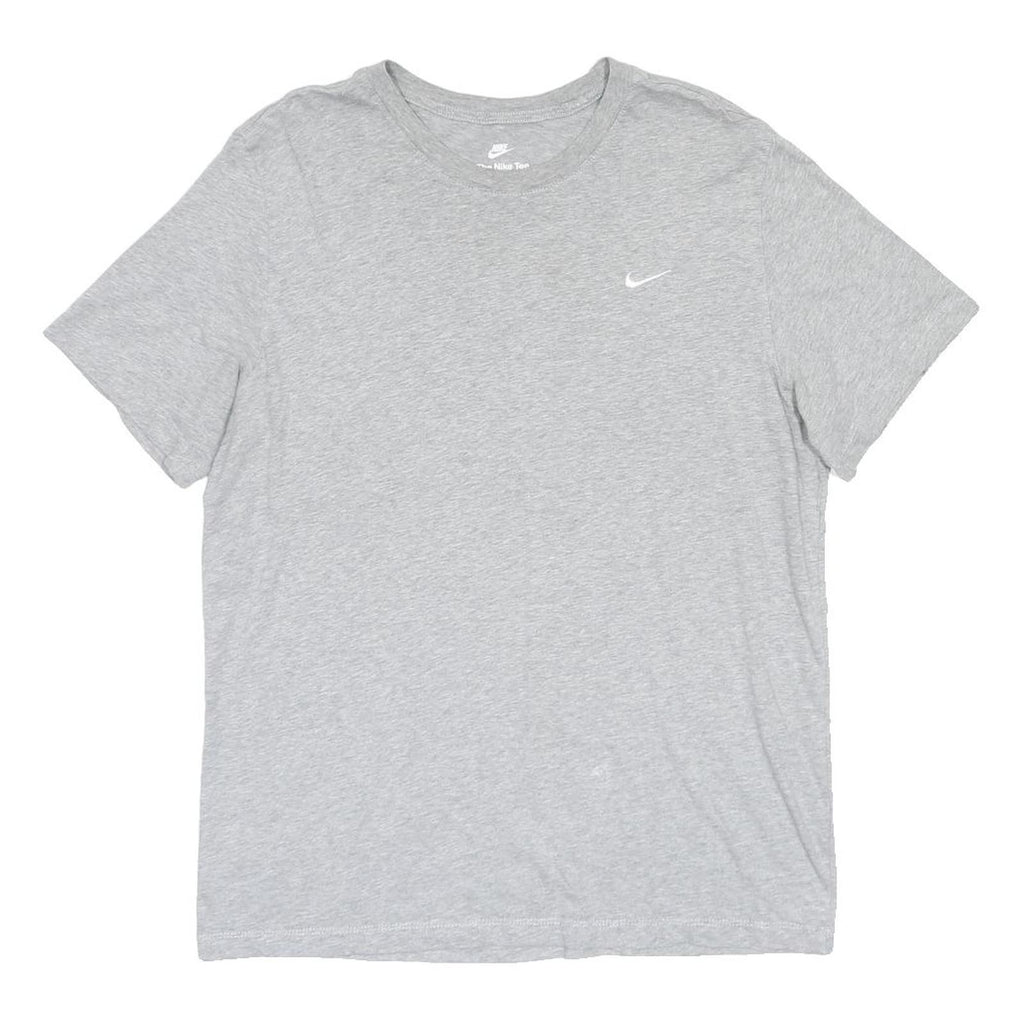 NIKE Mens Grey Short Sleeve Crew Neck Plain L Cotton Blend Casual