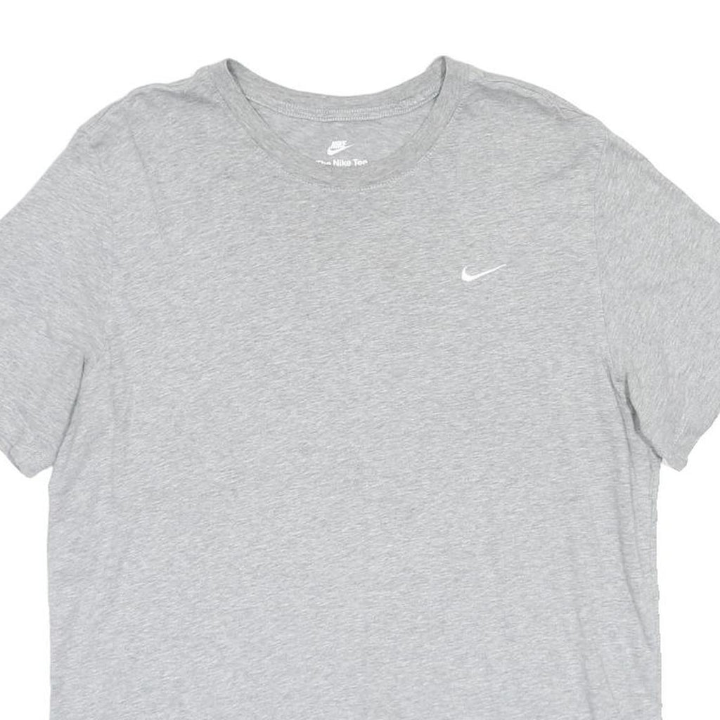 NIKE Mens Grey Short Sleeve Crew Neck Plain L Cotton Blend Casual