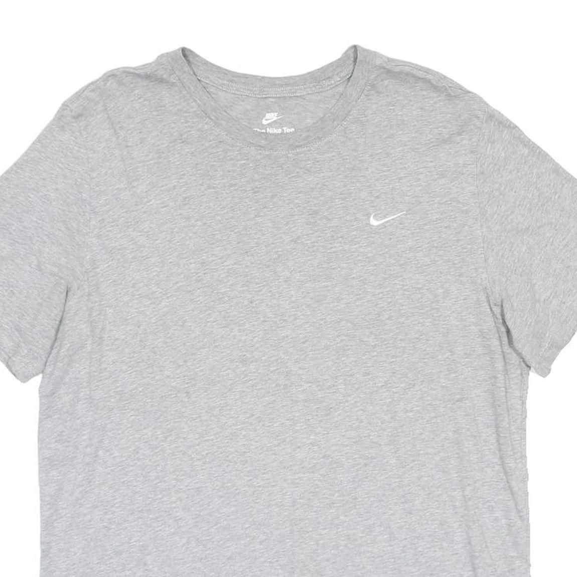 NIKE Mens Grey Short Sleeve Crew Neck Plain L Cotton Blend Casual
