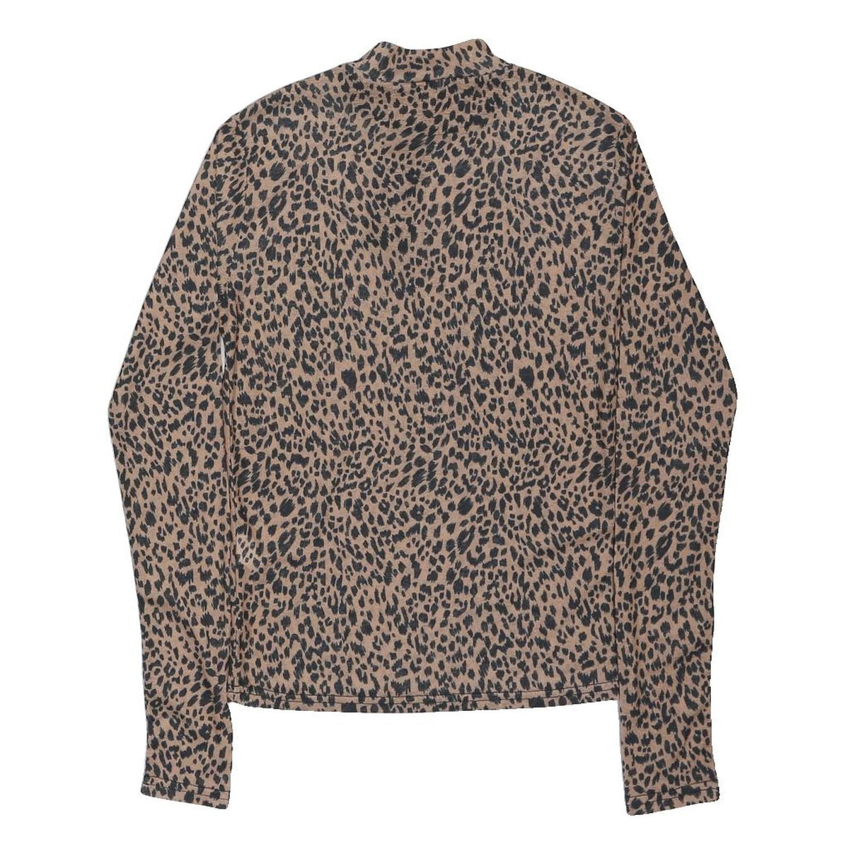 NEW LOOK Womens Beige & Black Printed Basic Long Sleeve Crew Neck Top UK 12