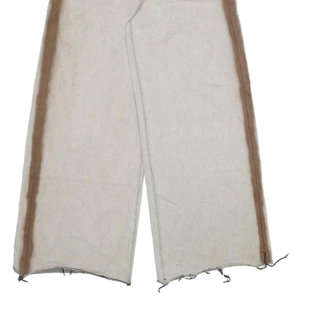 DDNPHHWENG Womens Jeans Beige Relaxed Wide-Leg Denim W30 L31 Frayed Hem Zip