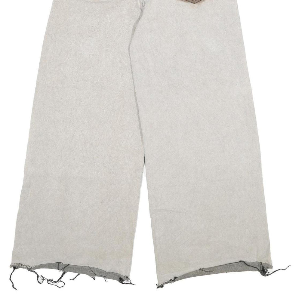 DDNPHHWENG Womens Jeans Beige Relaxed Wide-Leg Denim W30 L31 Frayed Hem Zip