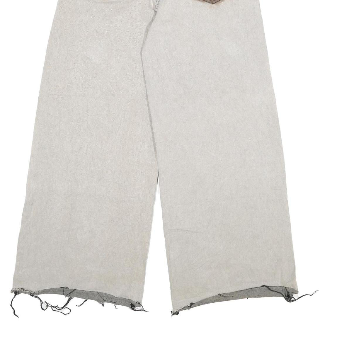 DDNPHHWENG Womens Jeans Beige Relaxed Wide-Leg Denim W30 L31 Frayed Hem Zip