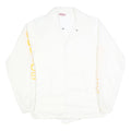 HARTWELL Mens White Button Front Jacket S Polyester Police Printed Sleeves