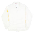HARTWELL Mens White Button Front Jacket S Polyester Police Printed Sleeves