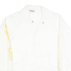 HARTWELL Mens White Button Front Jacket S Polyester Police Printed Sleeves