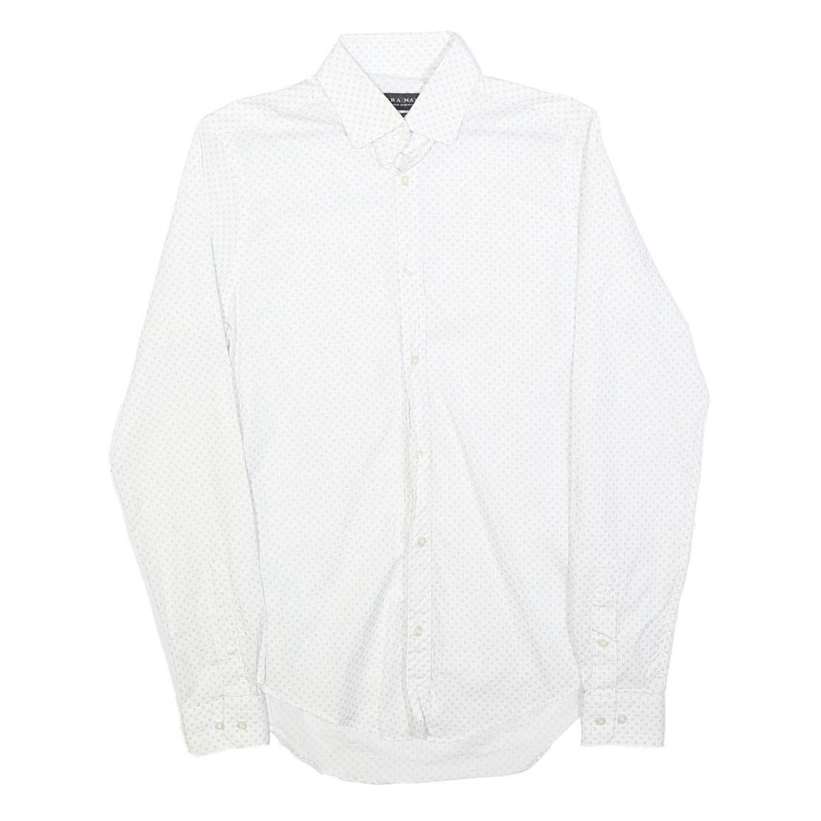 ZARA MAN Mens White Cotton Blend Shirt S Stylish Smart Casual Long Sleeve