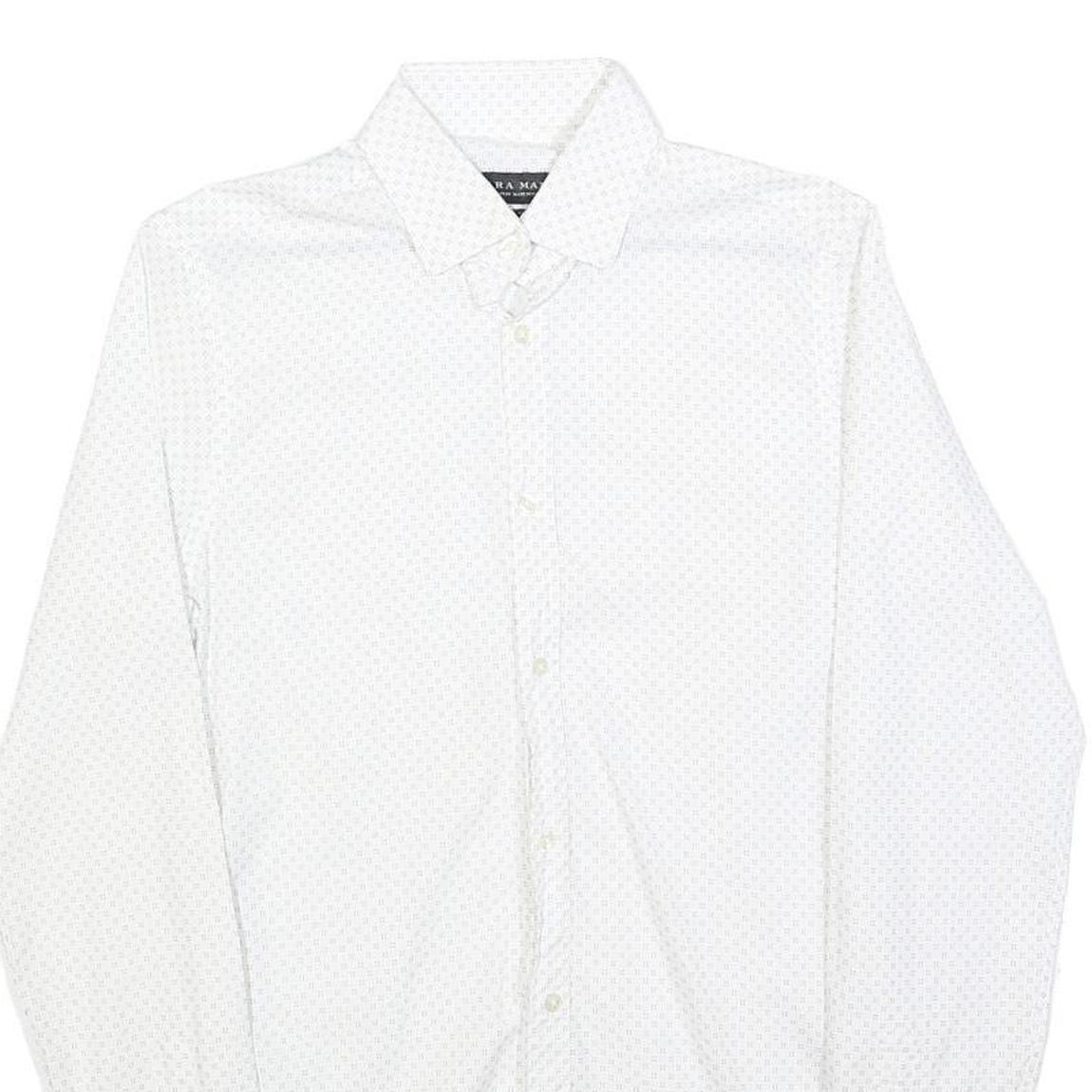 ZARA MAN Mens White Cotton Blend Shirt S Stylish Smart Casual Long Sleeve