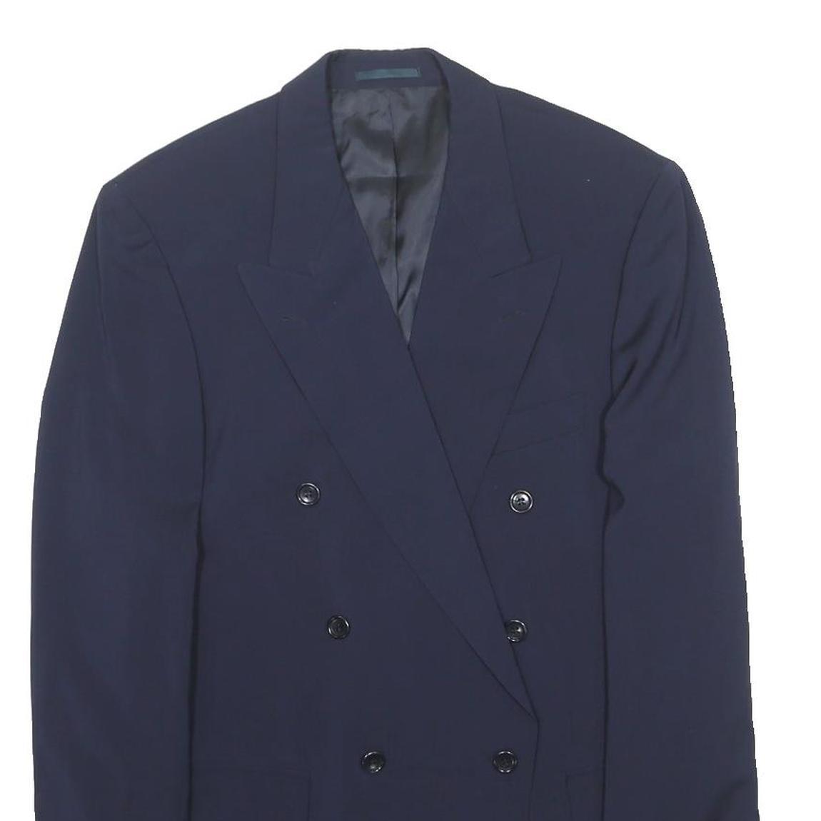 BOSS HUGO BOSS Mens Navy Double Breasted Wool Jacket L Wool Blazer Button