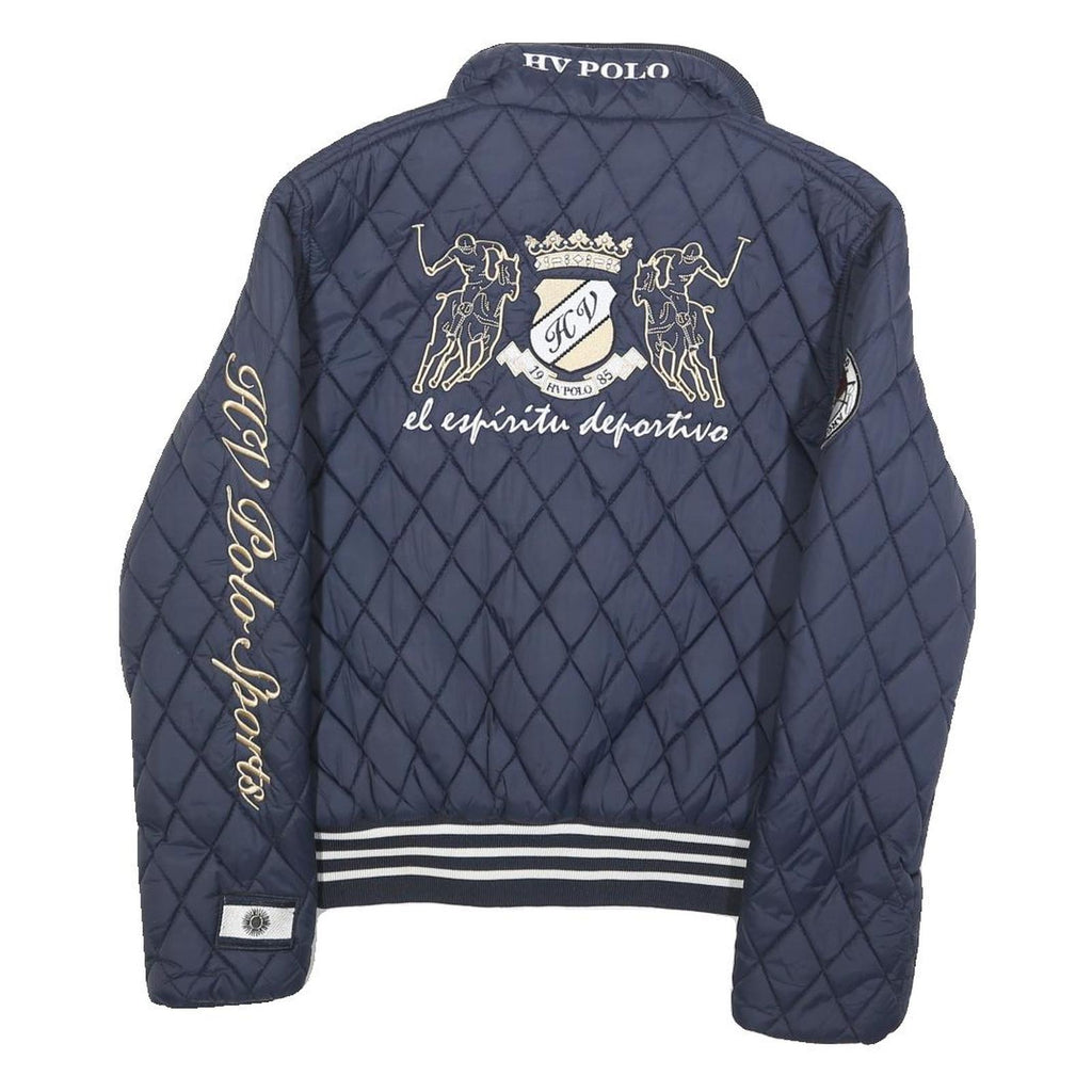 HV POLO SPORT Womens Navy Blue Quilted Jacket S Polyester Blend Zip Polo