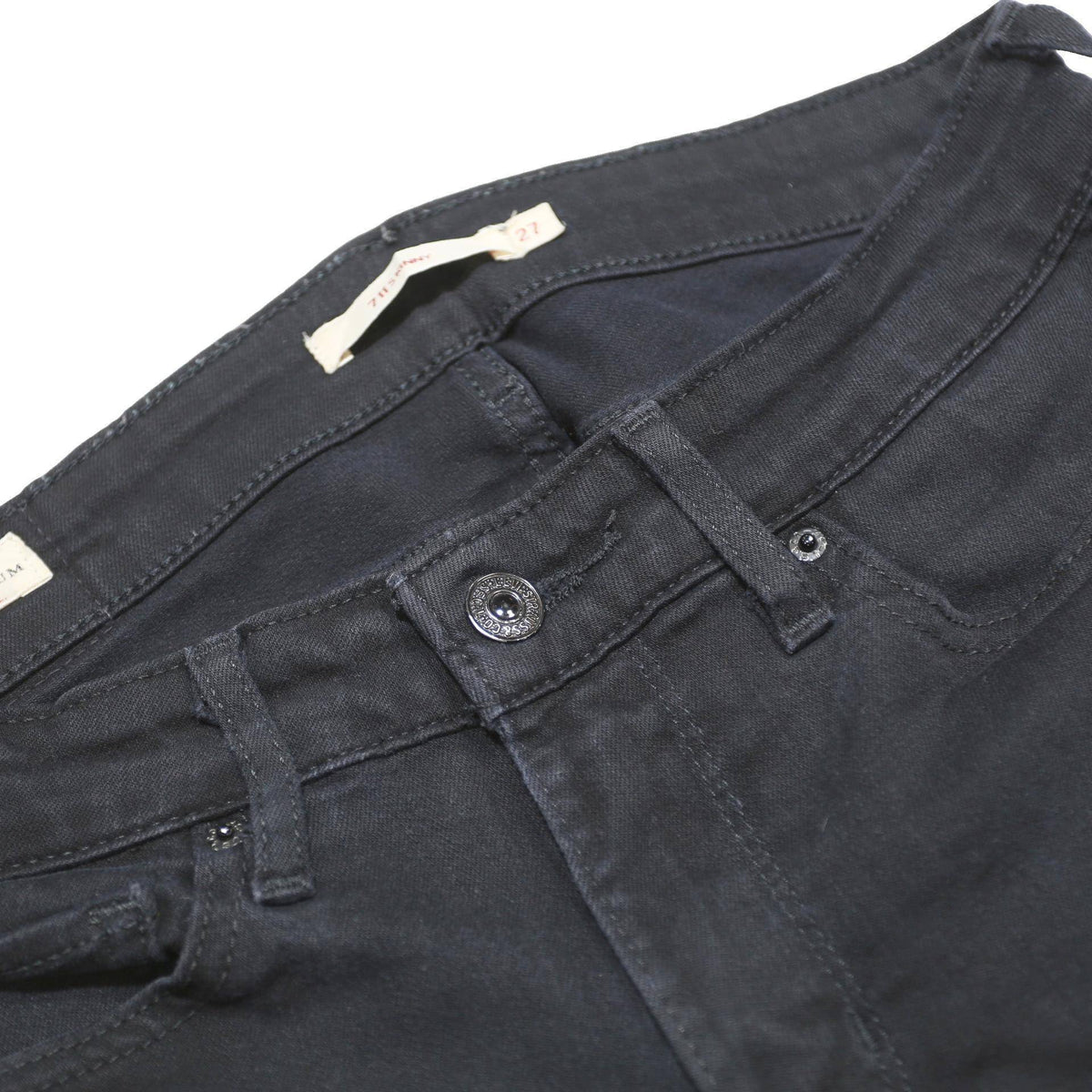 LEVI'S 711 BIG E Womens Jeans Black Slim Skinny Denim W27 L30 Cotton Blend Zip