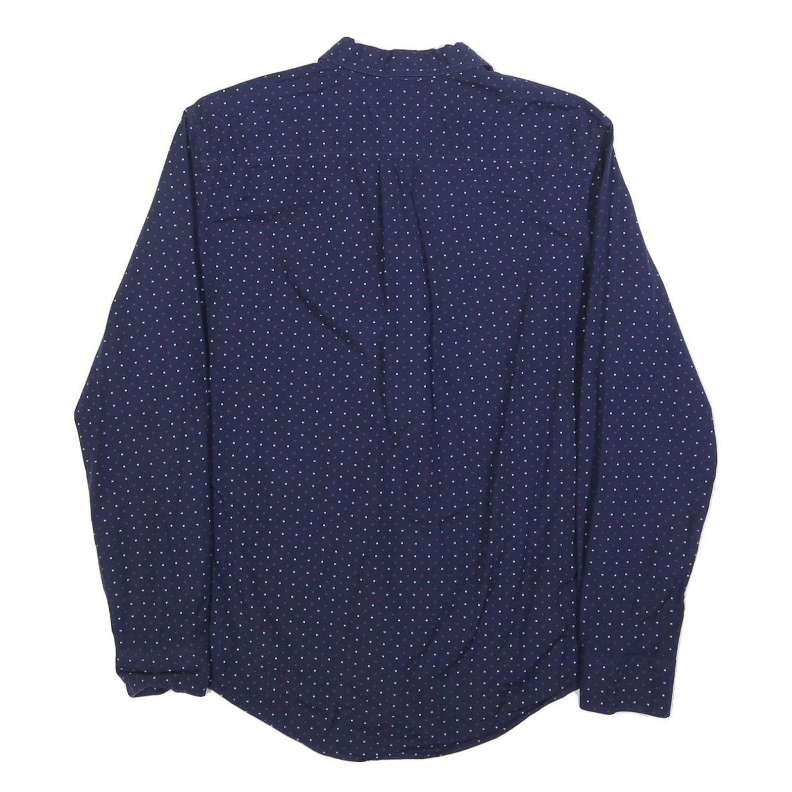 TOMMY HILFIGER Mens Blue & Red Dot Pattern Shirt M Button Down Collar Long