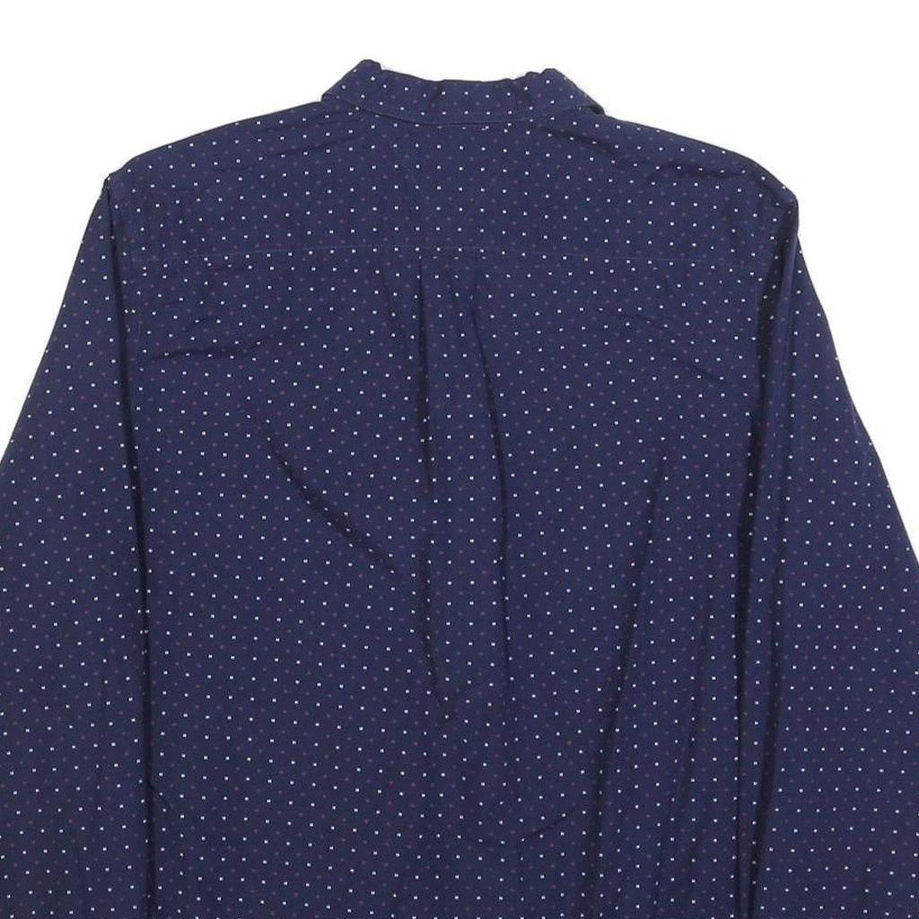 TOMMY HILFIGER Mens Blue & Red Dot Pattern Shirt M Button Down Collar Long