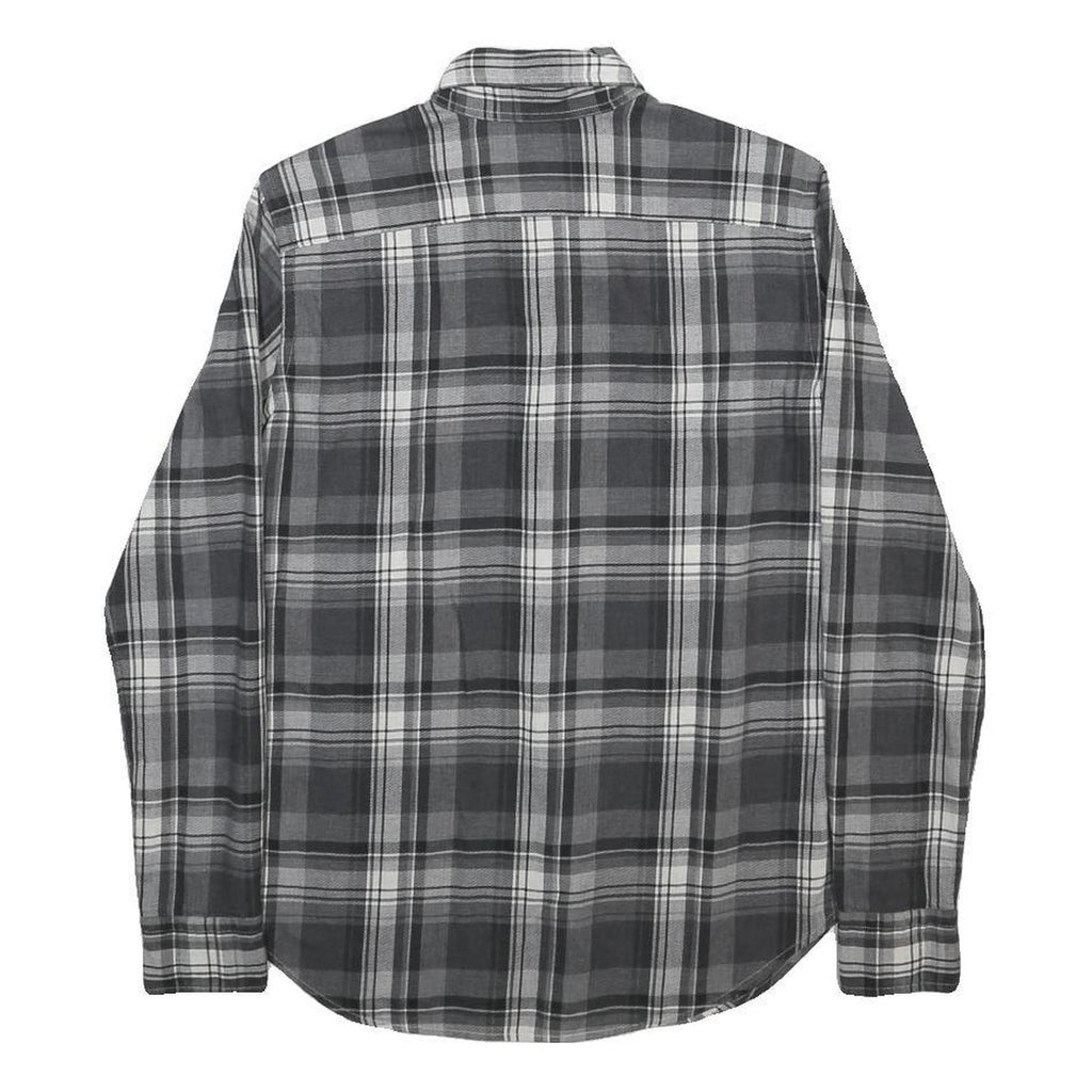 RALPH LAUREN Mens Grey & White Check Shirt S Classic Cotton Button-Down Long
