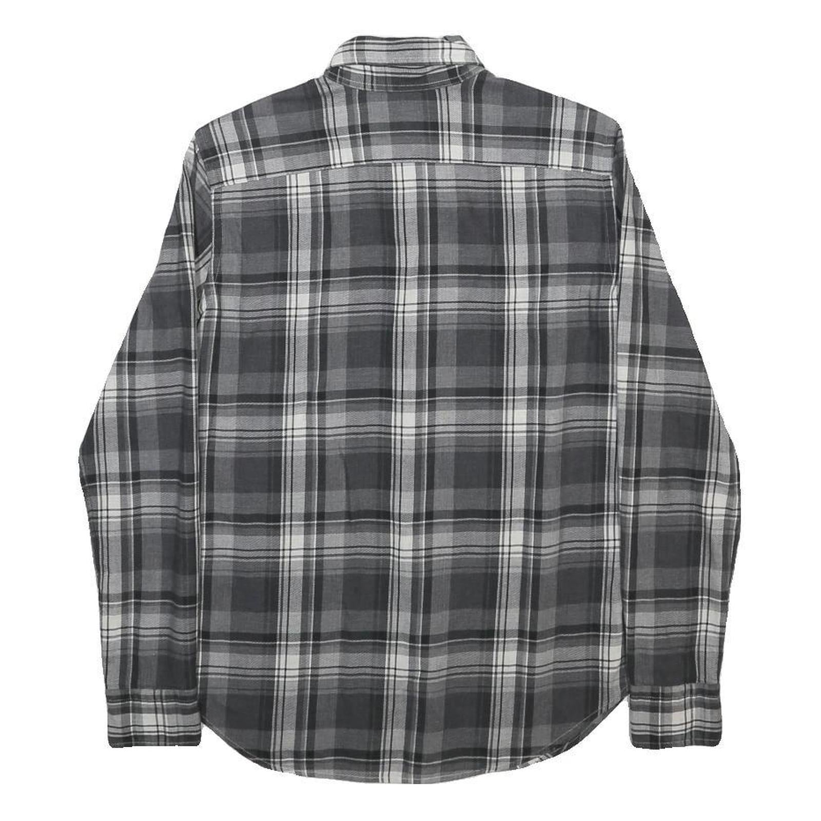 RALPH LAUREN Mens Grey & White Check Shirt S Classic Cotton Button-Down Long