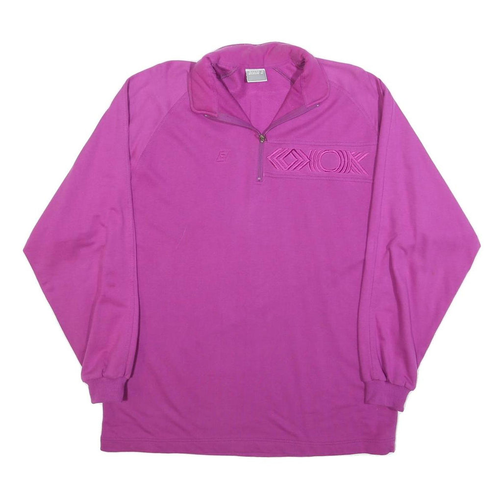 MASER Womens Purple 1/4 Zip Sweatshirt UK 18 Cotton Blend Casual Pullover