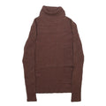 Womens Brown Plain Roll Neck Basic Knit Jumper XS Soft Warm Fitted Style