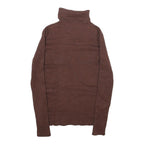 Womens Brown Plain Roll Neck Basic Knit Jumper XS Soft Warm Fitted Style