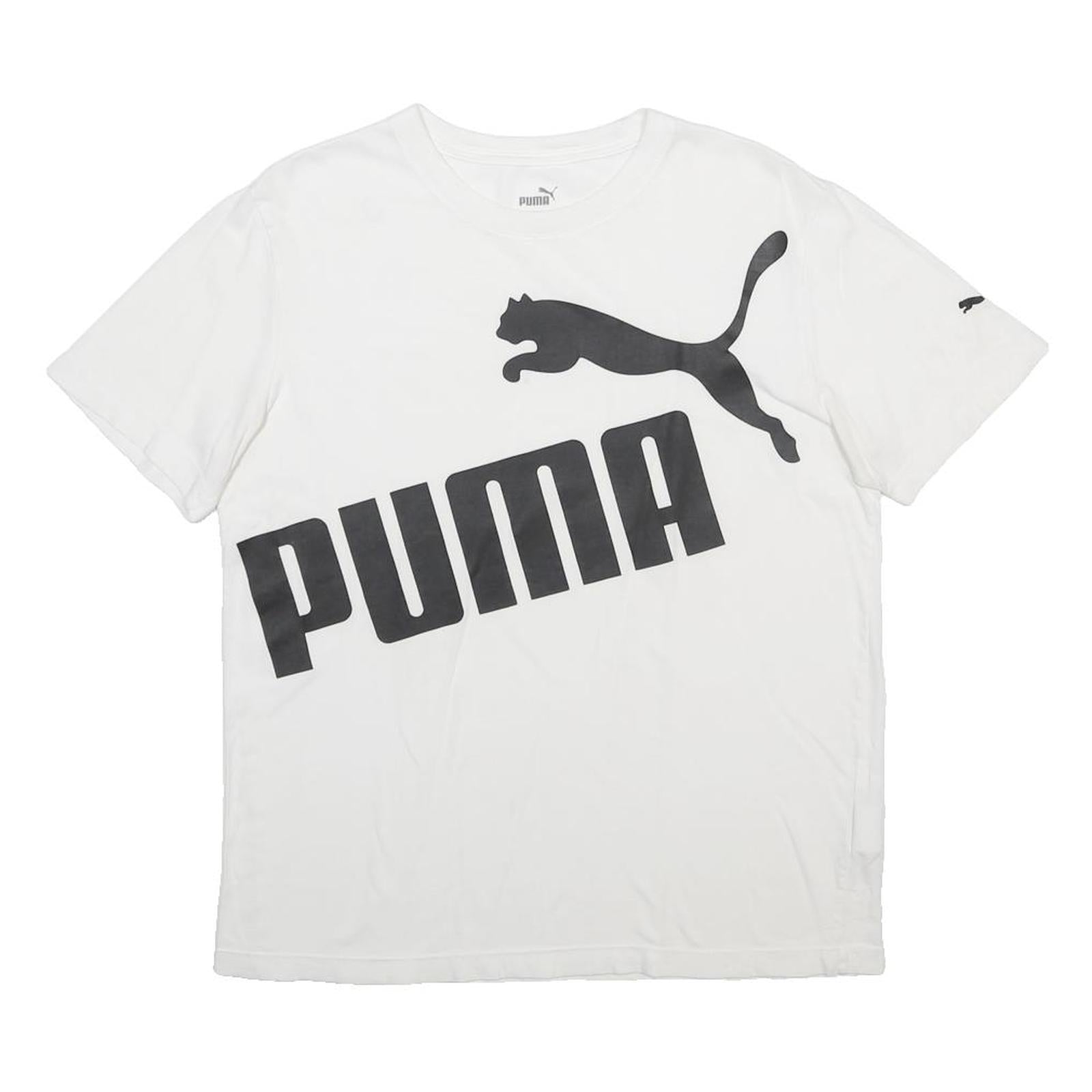 PUMA Mens White Black Graphic T-Shirt M Short Sleeve Crew Neck Sportswear