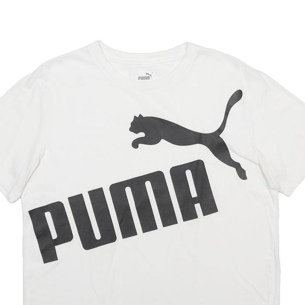 PUMA Mens White Black Graphic T-Shirt M Short Sleeve Crew Neck Sportswear
