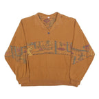 Womens Brown Patterned Long Sleeve Cotton Blend Polo Shirt M Casual Artistic